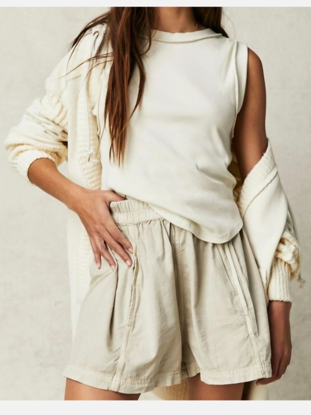 NWT Free People Get Free Poplin Shorts in Ivory Cream XS
